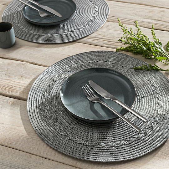 Gofis Home Round Plastic Placemat Moira Silver 38cm