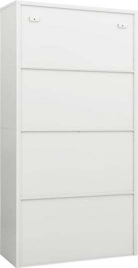 Zweiflügeliger Schrank Metallisch mit Trennwand & 5 Regale White 90x40x180cm