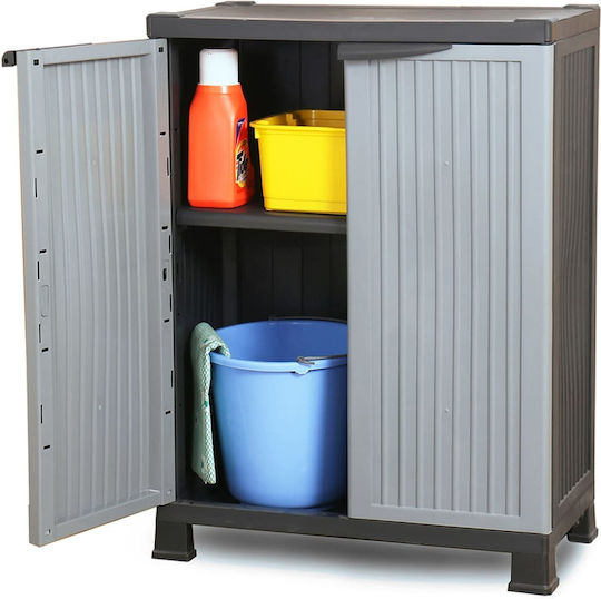 Double Door Wardrobe Plastic with 1 Shelf Grey 68x39x92cm