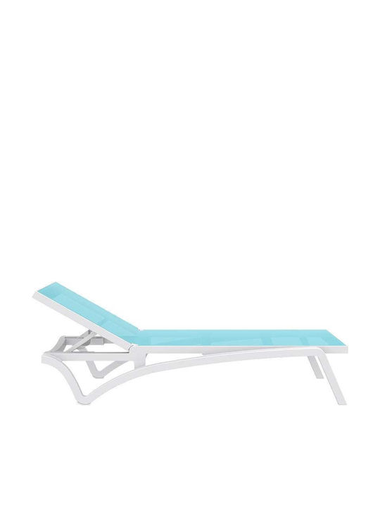 Ξαπλώστρα Πλαστική Pacific με Ύφασμα Textilene & Ρόδες Turquoise-White 193x68x35εκ.
