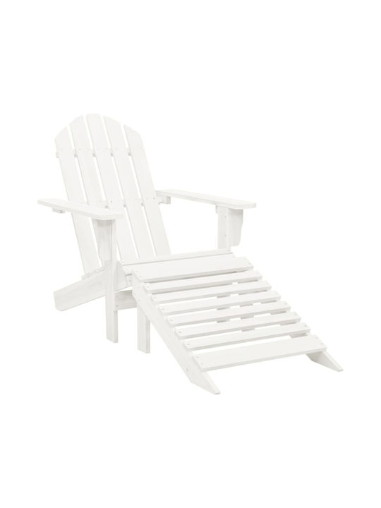 Liegestuhl Hölzernes Adirondack Weiß mit Tisch 2Stück 147.5x69.5x89.5cm.