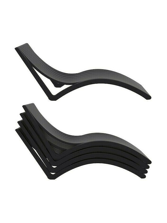 Șezlong Plastic Slim Negru 180x70x72 cm