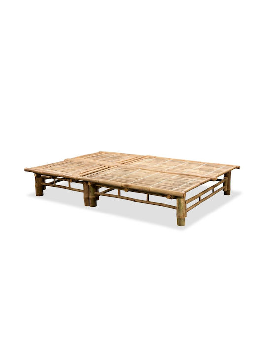 Deckchair Double Bamboo Brown 200x130x24cm.