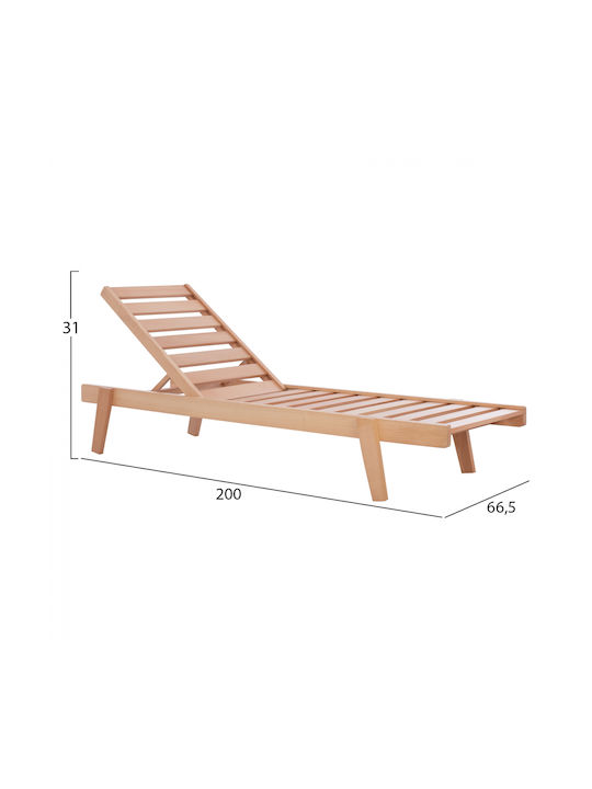 Ξαπλώστρα Ξύλινη Samos Καφέ 66.5x200x31εκ.