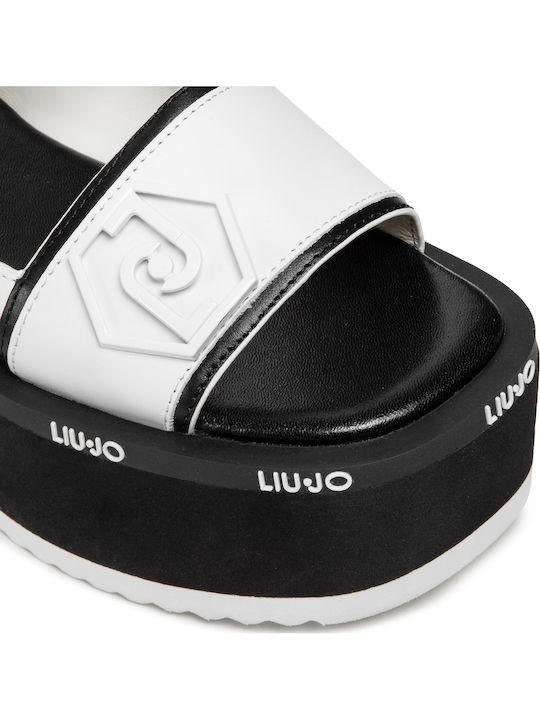 Aba 08 Leather Women's Flat Sandals Flatforms in White Color