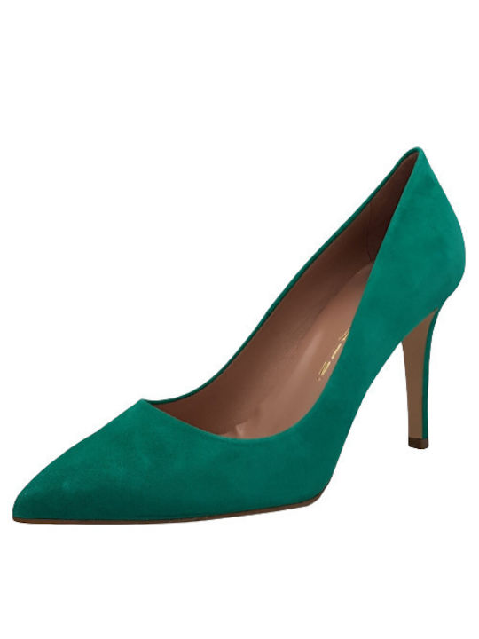 Mourtzi Suede Pointed Toe Stiletto Green High Heels