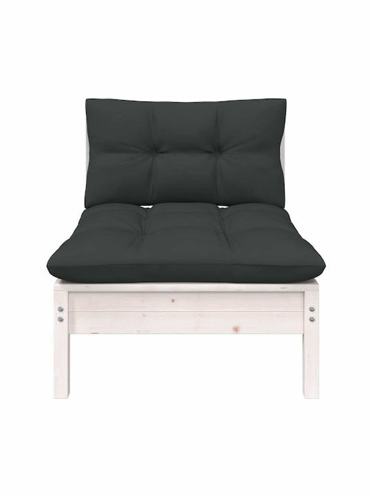 vidaXL 3-Sitzer Outdoor-Sofa Hölzernes mit Kissen 63.5x63.5x62.5cm