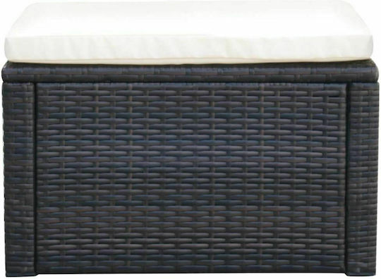Băncuță Cub Pentru Exterior Rattan Cu Pernă Neagră / Crem 53x53x30cm
