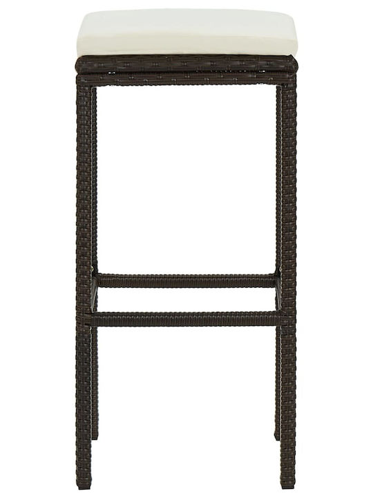 Hölzernes Hocker für Bar Für den Außenbereich mit Kissen Brown - White Cream 4Stück 38x38x76cm