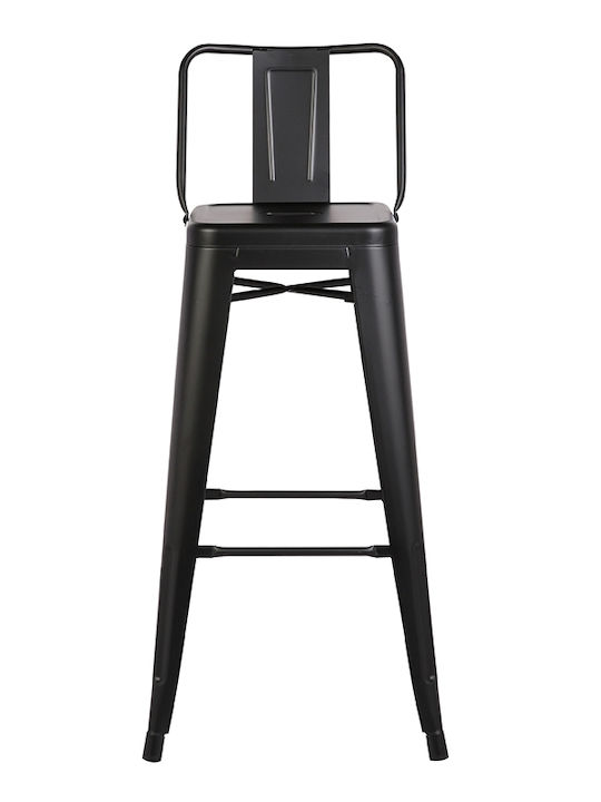 Metallic Garden Stool Bar Outdoor Texas Black Matte 43x43x75cm