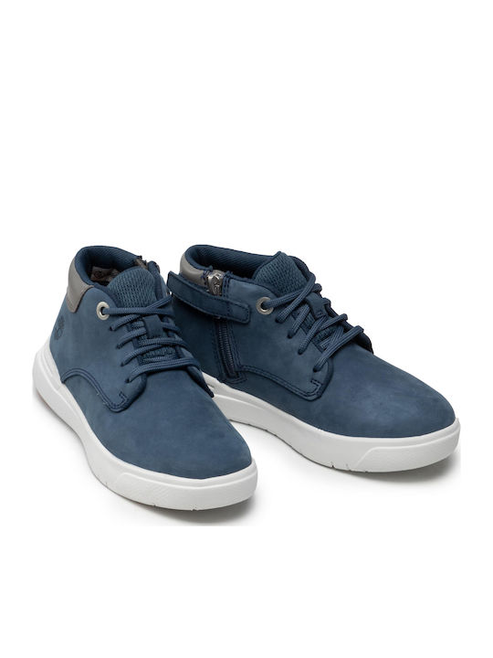 Seneca Bay Leather Kids Boots with Laces Blue