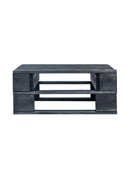 Hölzernes Außenbereich-Hocker Würfel mit Kissen Schwarz / Blau 60x60x25cm