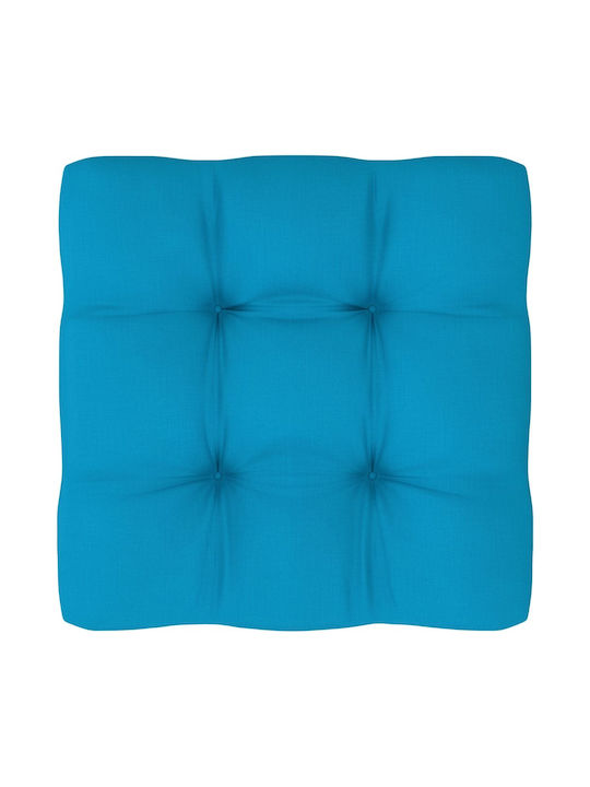 Hölzernes Außenbereich-Hocker Würfel mit Kissen Grau / Blau 60x60x25cm
