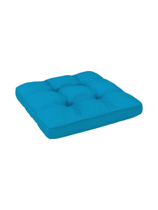 Hölzernes Außenbereich-Hocker Würfel mit Kissen Weiß / Blau 60x60x25cm