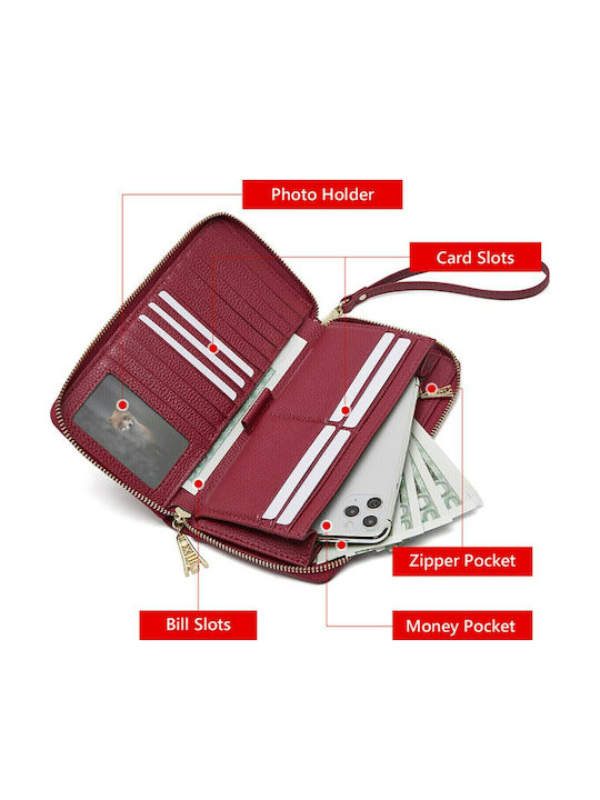 Large Leather Women's Wallet Red