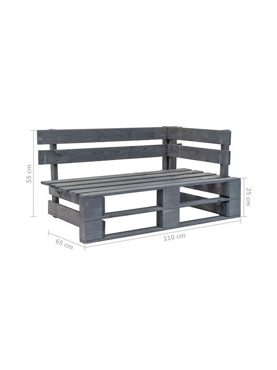 Ecksofa Außenbereich aus Paletten mit Kissen 110x65x55cm