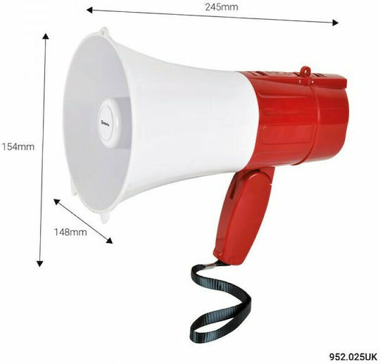 Adastra L15RBT Megaphon Leistung 15W USB MP3-Player in Rot Farbe 952.025UK