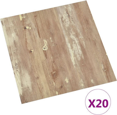 vidaXL Plastic Floor Set PVC with 20 Strips L30.5pcsxW30.5pcs Brown