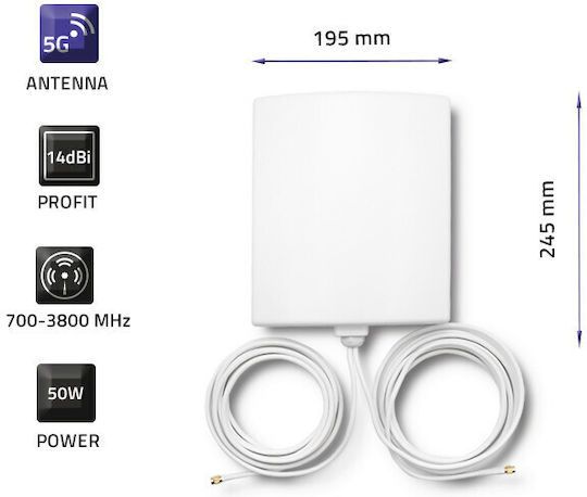 Qoltec 57022 Extern Wi-Fi-Antenne 5G Sektoralantenne 14dBi mit SMA-Anschluss