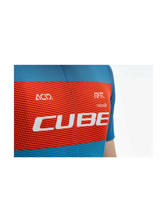 CUBE Teamline Bărbați Mâneci scurte Tricou de ciclism Albastru