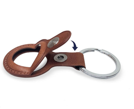 Rosso Deluxe Keychain Case Leather for AirTag in Brown color