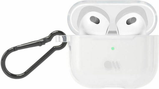 Case-Mate Tough Θήκη Σιλικόνης με Γάντζο σε Διάφανο χρώμα για Apple AirPods 3
