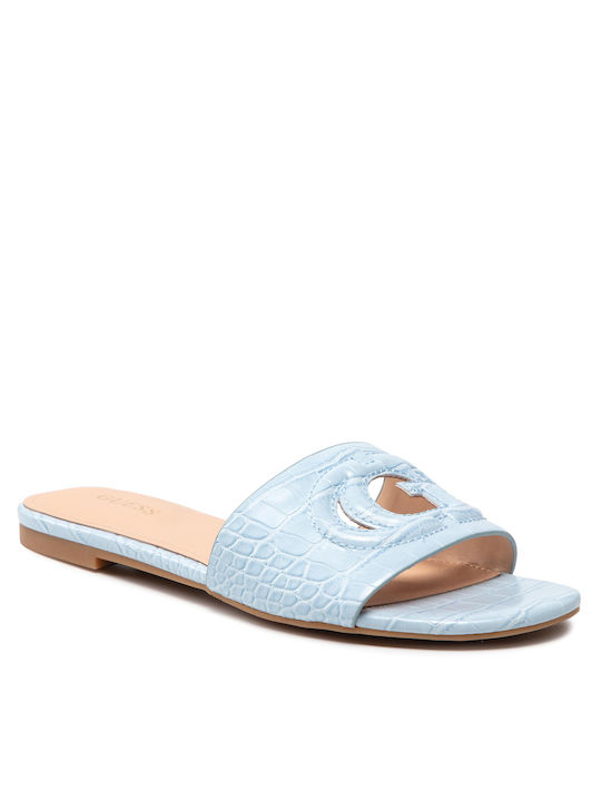 Guess Tashia 2 Leather Women's Flat Sandals In Blue Colour