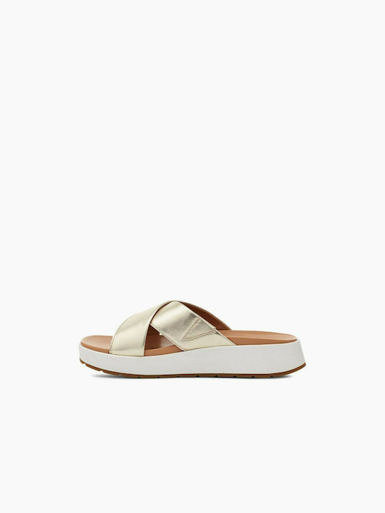 Leather Crossover Women's Sandals Gold