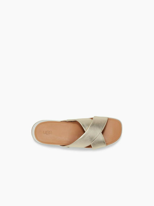 Leather Crossover Women's Sandals Gold