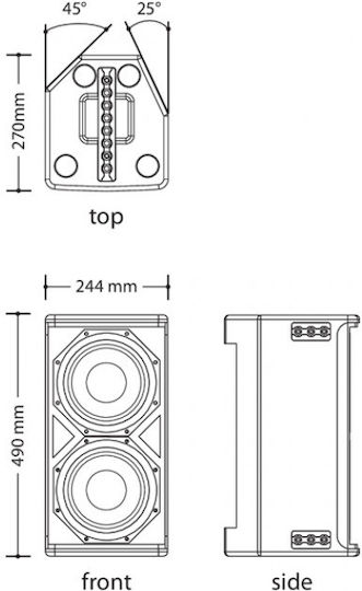 DAD TOURING208P Passiv Sprecher PA 400W mit Woofer 8" 24.4x27x49cm.