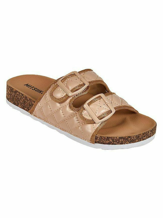 Mitsuko Women's Flat Sandals Flatforms in Beige Color