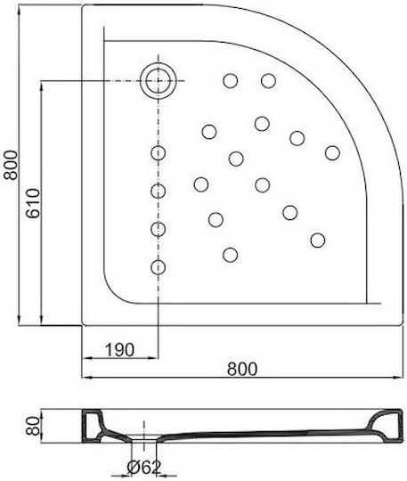 Sanitana Anabela Slim U-образна форма Порцеланов душ 80x80см Бял