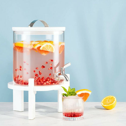 Navaris Glass Vase Beverage Dispenser with Spigot White 5lt