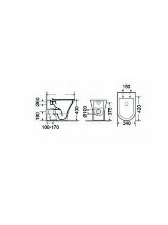 Bianco Ceramica Aida Λεκάνη Δαπέδου Κάτω Σιφόνι Rimless με Slim Κάλυμμα Soft Close Λευκή