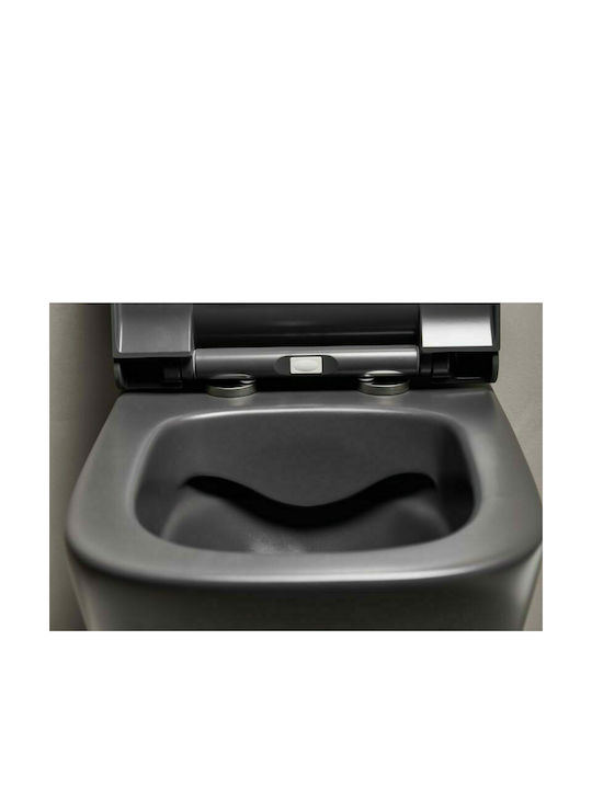 Tema Λεκάνη Κρεμαστή Rimless με Slim Κάλυμμα Duroplast Soft Close Anthracite Matt