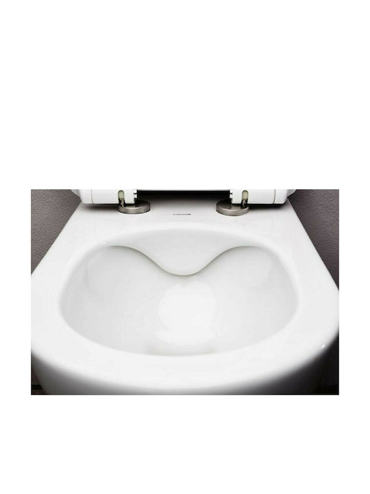 Creavit Free Wandhängende Toilette Randlos mit Schlank Deckel Duroplast Sanftes Schließen Weiße