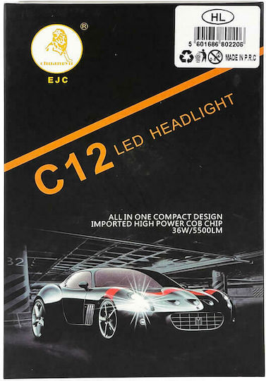 Carner Λάμπες Αυτοκινήτου H4 C12 5500lm LED 6000K Ψυχρό Λευκό 12-24V 36W 2τμχ