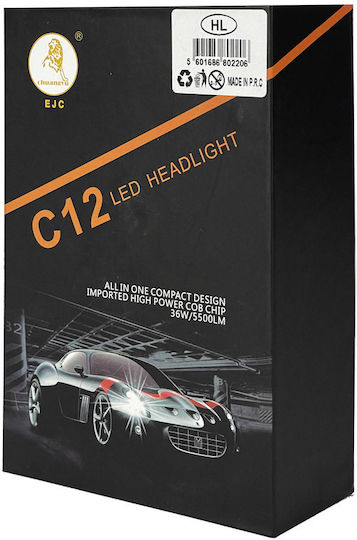 Carner Λάμπες Αυτοκινήτου H4 C12 5500lm LED 6000K Ψυχρό Λευκό 12-24V 36W 2τμχ