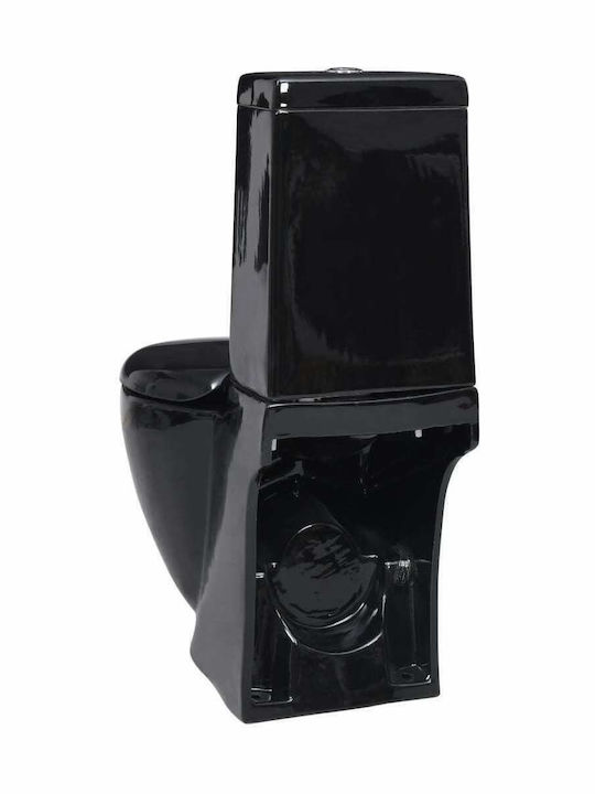 vidaXL Stehende Toilette Unterer Siphon mit Spülung Schwarz