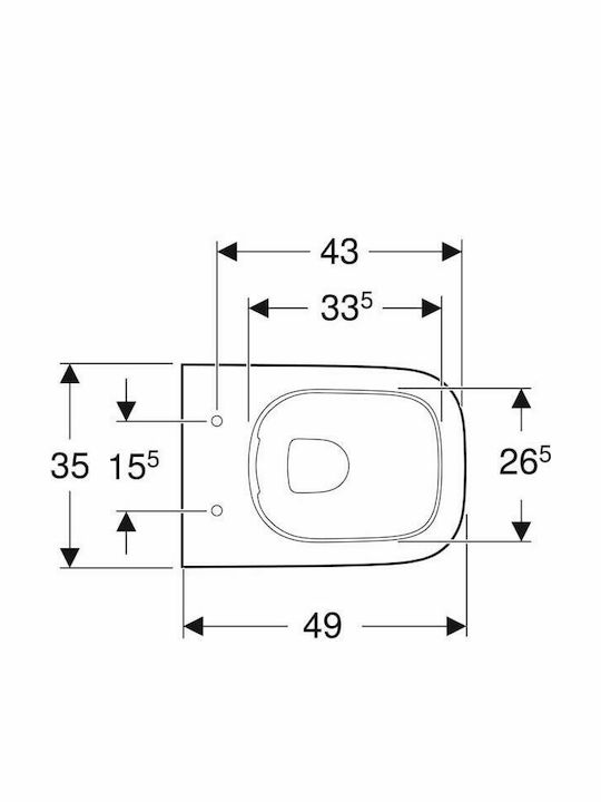 Geberit Smyle Square Short Wandhängende Toilette Randlos mit Schlank Deckel Ohne Deckel Weiße