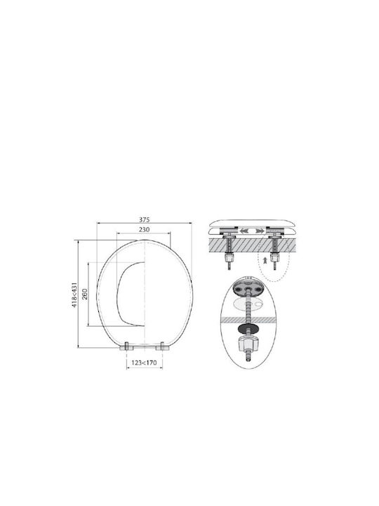 Wirquin 16440 Capac WC Închidere lentă Lemn 41-43x37.5cm Pește