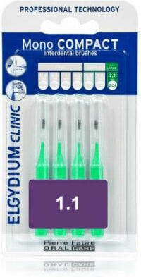 Elgydium Clinic Mono Compact Μεσοδόντια Βουρτσάκια 1.1mm Πράσινα 4τμχ