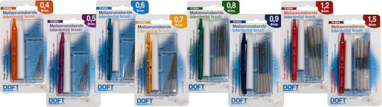 Doft Interdentals Interdental Brush Refills with Handle 1.5mm Red 12pcs