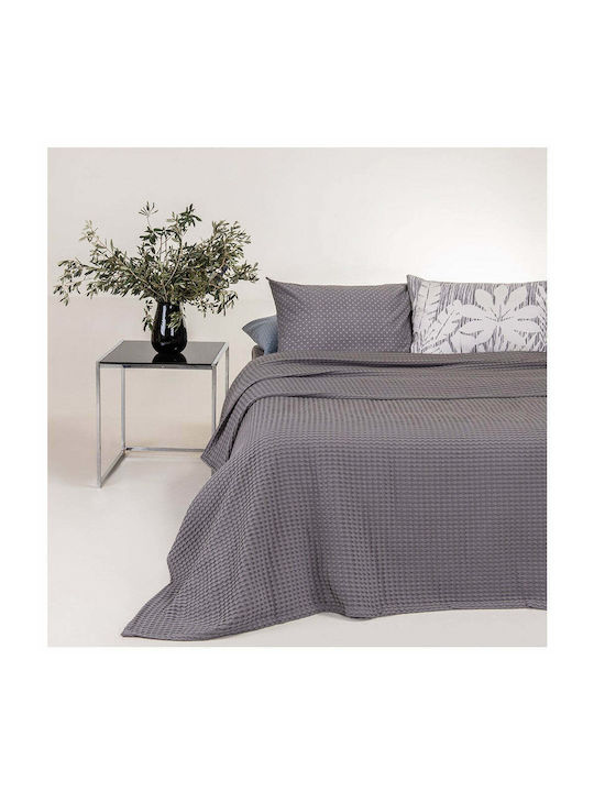 Melinen Patmos Blanket Pique Queen 230x240cm. Dark Grey Gray