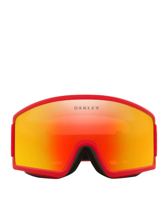 Oakley Target Line Μάσκα Σκι & Snowboard Ενηλίκων Κόκκινη με Φακό Καθρέπτη σε Πορτοκαλί Χρώμα
