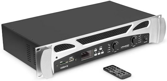 Vonyx VPA600 Leistungsverstärker PA-Verstärker 2 Kanäle 300W/4Ω mit Kühlungssystem und USB/Bluetooth-Anschlüssen in Schwarz Farbe