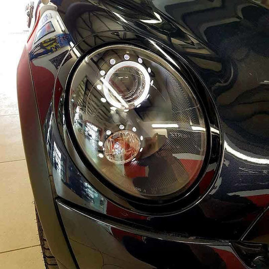Carner Front Lights Angel Eyes for Mini Cooper R55/56/57/58/59 Black with Motor 2006-2013 2pcs
