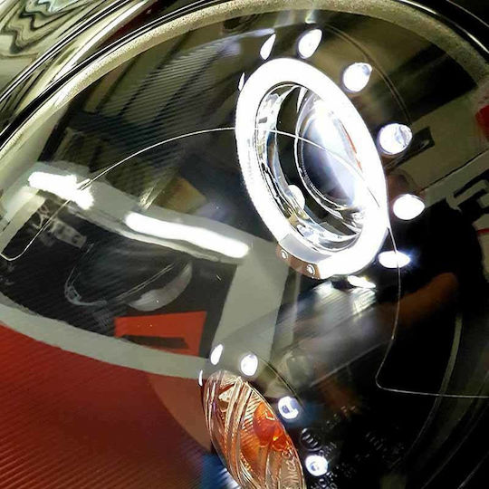 Carner Front Lights Angel Eyes for Mini Cooper R55/56/57/58/59 Black with Motor 2006-2013 2pcs