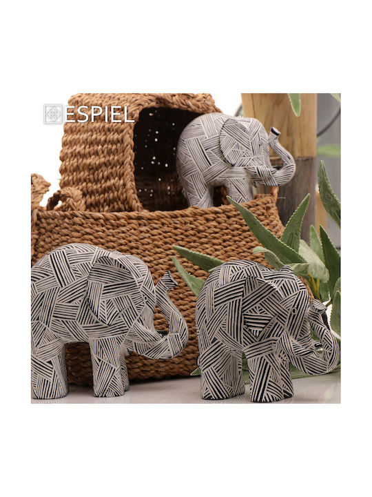 Espiel Decorative Elephant Polyresin in Black - White 18.5x7.5x16.3cm 1pcs