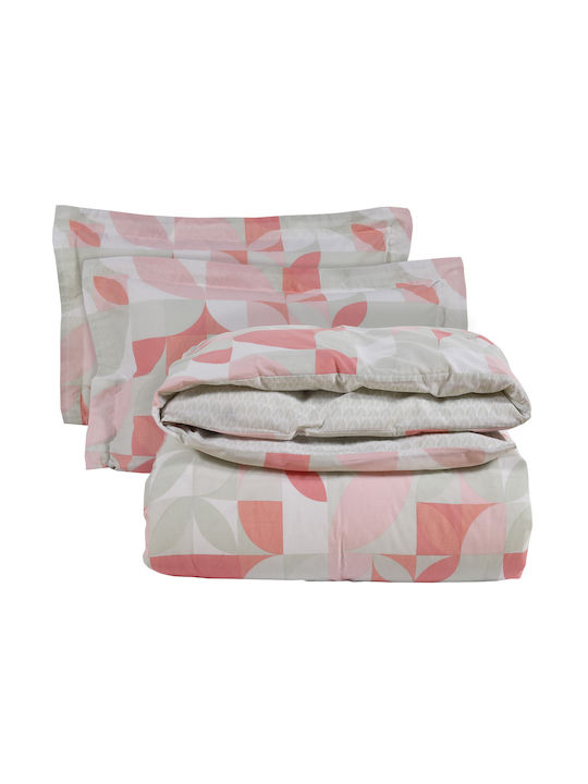 Das Home Bettwäsche-Set Einzel 170x260cm. 9567 Mint / Pink 3Stück